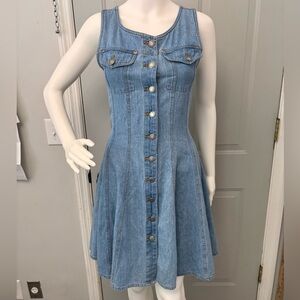 Vintage 90’s Light Blue Denim Button-Front Mini Dress